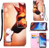 Voor Motorola Moto E7 Power Gekleurd Tekening Patroon Plain Weave Horizontale Flip Leren Case met Houder & Kaartsleuf & Portemonnee & Lanyard (Hound Kiss)