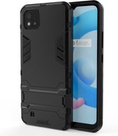 Voor OPPO Realme C20 PC + TPU schokbestendige beschermhoes met onzichtbare houder (zwart)