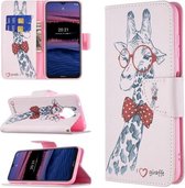 Voor Nokia G20 Gekleurde tekening Patroon Horizontale flip lederen tas met houder & kaartsleuven & portemonnee (herten)