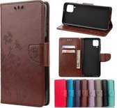 Voor Samsung Galaxy A12 5G vlinderbloempatroon horizontale flip lederen tas met houder & kaartsleuven en portemonnee (bruin)