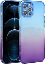 Rechte rand kleurverloop TPU beschermhoes voor iPhone 12 Pro Max (blauw paars)