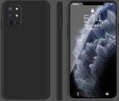 Voor OnePlus 8T effen kleur imitatie vloeibare siliconen rechte rand valbestendige volledige dekking beschermhoes (zwart)
