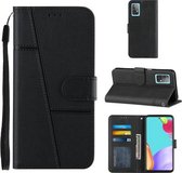 Voor OPPO A52 / A72 / A92 Stiksels Kalfsstructuur Gesp Horizontale Flip Leren Case met Houder & Kaartsleuven & Portemonnee & Lanyard (Zwart)