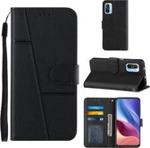 Voor Xiaomi Redmi K40 / K40 Pro / POCO F3 Stiksels Kalf Textuur Gesp Horizontale Flip Leren Case met Houder & Kaartsleuven & Portemonnee & Lanyard (Zwart)