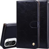 Voor Xiaomi Redmi K40 / K40 Pro Zakelijke Stijl Olie Wax Textuur Horizontale Flip Leren Case met Houder & Kaartsleuven & Portemonnee (Zwart)