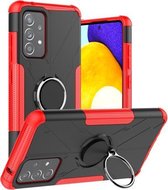 Voor Samsung Galaxy A52 5G / 4G Machine Armor Bear schokbestendig PC + TPU beschermhoes met ringhouder (rood)