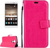 Voor Huawei Mate 9 Crazy Horse Texture Horizontale Flip PU Leather Case met Houder & Kaartsleuven & Portemonnee & Fotolijst & Lanyard & Magnetische Gesp (Magenta)