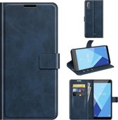 Voor Wiko Y51 / Sunny 5 lite Retro Kalfspatroon Gesp Horizontale Flip Leren Case met Houder & Kaartsleuven & Portemonnee (Blauw)