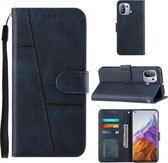 Stiksels Kalfsstructuur Gesp Horizontale Flip Leren Case met Houder & Kaartsleuven & Portemonnee & Lanyard Voor Xiaomi Mi 11 Pro (Blauw)