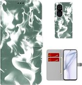 Voor Huawei P50 Pro Cloud Fog Pattern Horizontal Flip Leather Case met Houder & Card Slot & Wallet (Donkergroen)