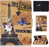 Gekleurde tekening Universal Voltage Craft Cloth TPU beschermhoes, met houder & slaap- / wekfunctie & kaartsleuven (Eiffeltoren)