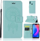 Windgong Uil Embossing Patroon Horizontale Flip Leren Case met Houder & Kaartsleuven & Portemonnee Voor Xiaomi Redmi Note 6 Pro (Groen)