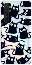 Voor Xiaomi Mi Note 10 Lite Gekleurd tekeningpatroon Zeer transparant TPU beschermhoes (zwarte kat)