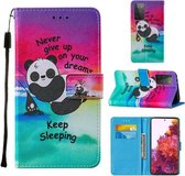 Voor Samsung Galaxy S30 Ultra Cross Texture Painting Pattern Horizontale Flip Leather Case met Houder & Kaartsleuven & Portemonnee & Lanyard (Sleeping Panda)