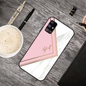 Voor Samsung Galaxy M31s Frosted Fashion Marble Shockproof TPU beschermhoes (roze driehoek)