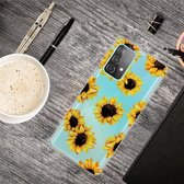 Voor Samsung Galaxy A52 5G schokbestendig geverfd transparant TPU beschermhoes (gele chrysant)