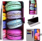 Voor Samsung Galaxy A20s Gekleurde Tekening Cross Textuur Horizontale Flip PU Lederen Case met Houder & Kaartsleuven & Portemonnee & Lanyard (Kleurrijke Laagcake)
