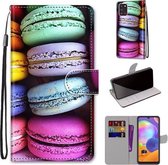 Voor Samsung Galaxy A31 Gekleurde Tekening Cross Textuur Horizontale Flip PU Lederen Case met Houder & Kaartsleuven & Portemonnee & Lanyard (Kleurrijke Laagcake)