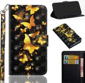 Voor Samsung Galaxy A01 Core 3D Geschilderd patroon Horizontale Flip TPU + PU lederen tas met houder & portemonnee & kaartsleuven & lanyard (gouden vlinder)