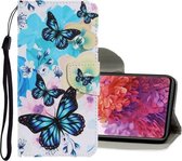 Voor Samsung Galaxy S20 FE 5G / S20 Lite Gekleurde tekening patroon Horizontale Flip PU lederen tas met houder & kaartsleuven & portemonnee & lanyard (paarse vlinder)