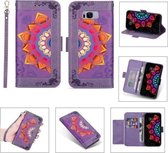 Voor Samsung Galaxy S8 + afdrukken Tweekleurig half mandala-patroon Dubbelzijdige magnetische gesp Horizontale flip lederen tas met houder & kaartsleuven & portemonnee & fotolijst & lanyard (