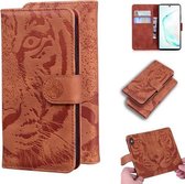Voor Samsung Galaxy Note 10 Pro Tiger Embossing Pattern Horizontale Flip Leather Case met houder & kaartsleuven & portemonnee (bruin)
