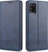 Voor Samsung Galaxy A31 AZNS Magnetische Kalf Textuur Horizontale Flip Leren Case met Kaartsleuven & Houder & Portemonnee (Donkerblauw)