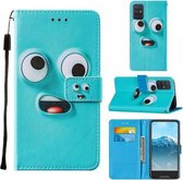 Voor Samsung Galaxy A71 Cross Texture Painting Pattern Horizontale Flip Leather Case met Houder & Kaartsleuven & Portemonnee & Lanyard (Big-eye Monster)