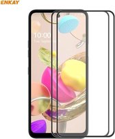 Voor LG K42 / K52 / K62 2 STUKS ENKAY Hat-Prince Anti-drop Volledige lijm Gehard glas Full Screen Film Anti-fall Protector