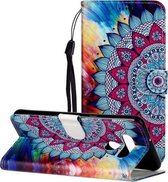 Voor LG K51 Olie Reliëf Gekleurde Tekening Patroon Horizontale Flip PU Lederen Case met Houder & Kaartsleuven & Portemonnee (Half Zonnebloem)