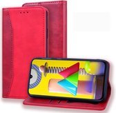 Voor Samsung Galaxy M31 Business Stitching Horizontale flip lederen tas met dubbele vouw & beugel & kaartsleuven & fotolijst & portemonnee (rood)