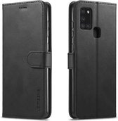 Voor Samsung Galaxy A21s LC.IMEEKE Kalfs textuur horizontale flip lederen tas, met houder & kaartsleuven en portemonnee (zwart)