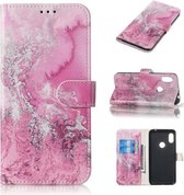 Gekleurde tekening Marmerpatroon Horizontale Flip PU lederen hoes met houder & kaartsleuven & portemonnee voor Xiaomi Redmi Note 6 Pro (zeewater)