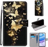 Voor Xiaomi Redmi 10X 5G / 10X Pro 5G Gekleurde tekening Cross Texture Horizontale Flip PU lederen tas met houder & kaartsleuven & portemonnee & lanyard (Golden Butterfly Group)