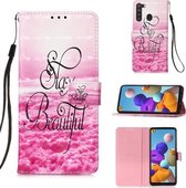 Voor Samsung Galaxy A21 (EU-versie) 3D-schilderij Horizontale flip lederen tas met houder & kaartsleuf & portemonnee & lanyard (mooi)