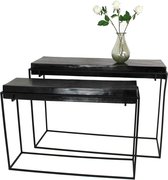 Lux - sidetable- zwart - aluminium -117x39x83 - set van 2