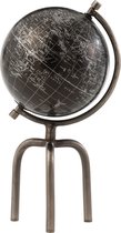 J-Line wereldbol Tripod - ijzer/kunststof - zilver/zwart - small