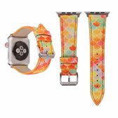 Fish Scale Glitter lederen polshorloge band met roestvrijstalen gesp voor Apple Watch Series 3 & 2 & 1 38 mm (oranje)