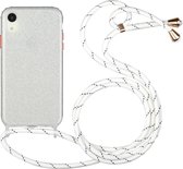 Glitter poeder schokbestendig TPU beschermhoes met lanyard voor iPhone XR (zilver)