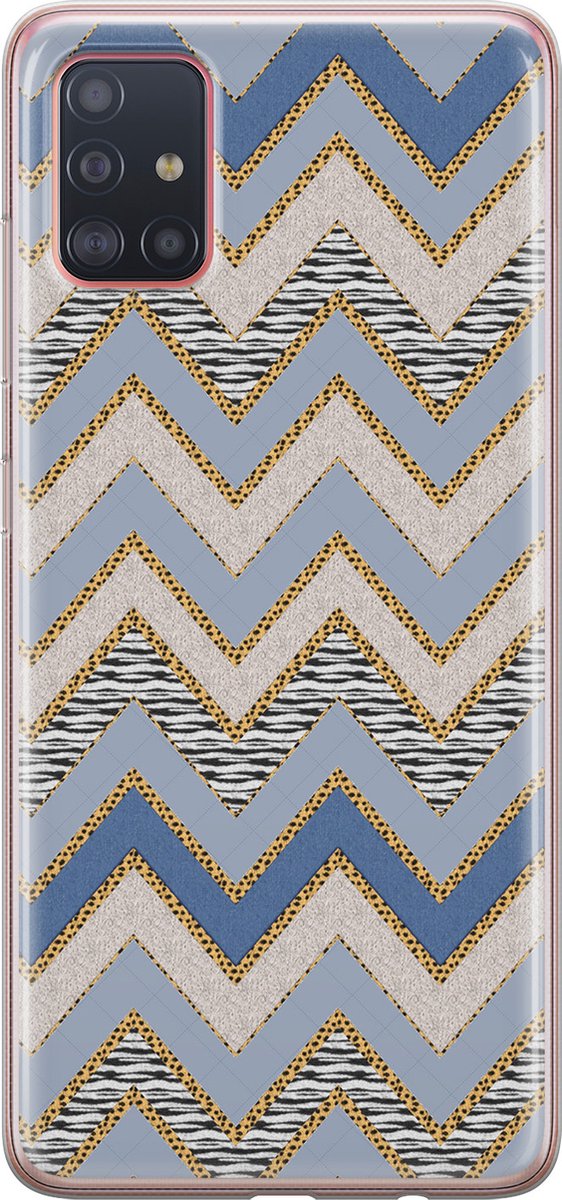 Leuke Telefoonhoesjes - Hoesje geschikt voor Samsung Galaxy A51 - Retro zigzag - Soft case - TPU - Multi