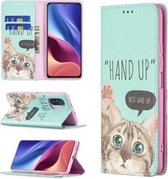 Voor Xiaomi Mi 11i / Poco F3 / Redmi K40 Gekleurde Tekening Patroon Onzichtbare Magnetische Horizontale Flip PU Lederen Case met Houder & Kaartsleuven & Portemonnee (Kat)