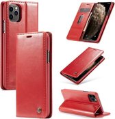 Voor iPhone 11 Pro Max CaseMe-003 PU + PC Business Style Crazy Horse Texture Horizontale flip lederen tas met houder & kaartsleuven & portemonnee (rood)