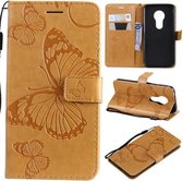 Butterfly Embossing Pattern Horizontale Flip Leather Case voor Motorola Moto G7 Play, met kaartsleuf & houder & portemonnee & lanyard (geel)