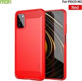 Voor Geschikt voor Xiaomi Poco M3 / Redmi 9T MOFI Gentleness-serie Geborstelde textuur Koolstofvezel Zachte TPU-hoes (rood)