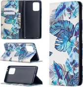 Voor Samsung Galaxy A91 Gekleurde tekening patroon onzichtbare magnetische horizontale flip PU lederen tas met houder & kaartsleuven & portemonnee (blauw blad)