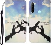 Voor Xiaomi Redmi Note 8 Gekleurde Tekening Patroon Horizontale Flip Leren Case met Houder & Kaartsleuven & Portemonnee & Lanyard (Liefdesgebaar)