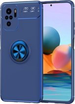 Voor Geschikt voor Xiaomi Redmi Note 10 metalen ringhouder 360 graden roterende TPU-hoes (blauw + blauw)