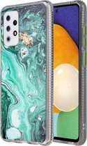 Voor Samsung Galaxy A72 gekleurd glazuur marmer TPU + pc beschermhoes (groen)