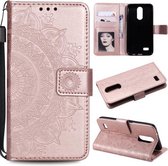 LG K4 (2017) (Amerikaanse versie) Totem Flower Reliëf Horizontale Flip TPU + PU lederen tas met houder & kaartsleuven en portemonnee (Rose Gold)