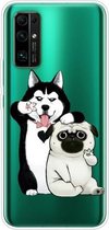 Voor Huawei Honor 30 Pro schokbestendig geverfd transparant TPU beschermhoes (selfie hond)